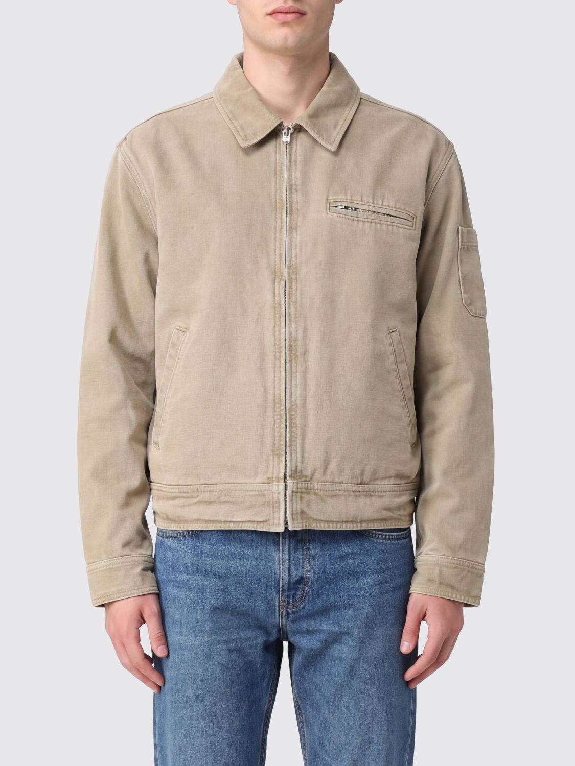A. P.C. Giacca-camicia in cotone con chiusura a zip