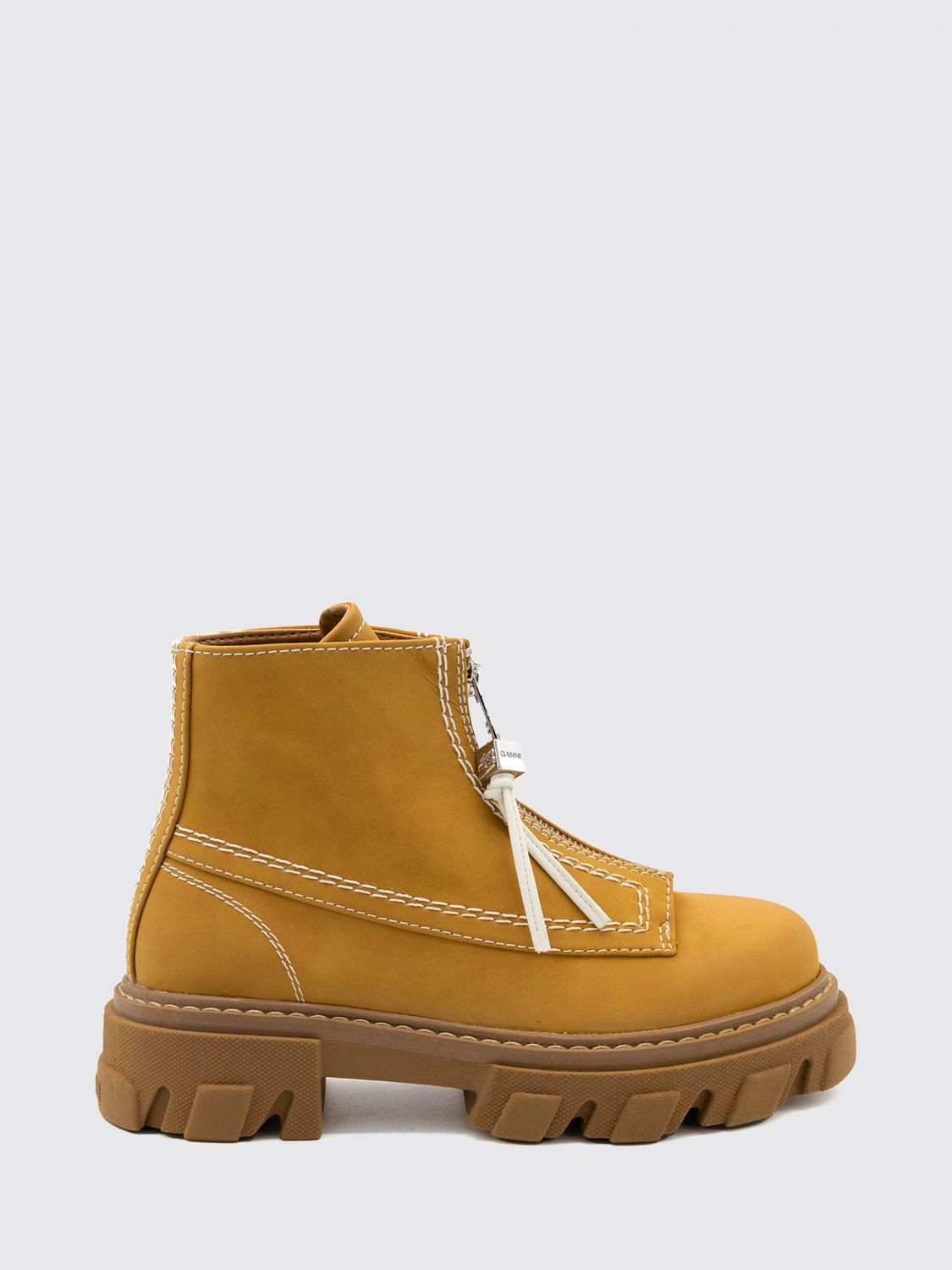 GANNI Low Outdoor Ankle Boots with Round Toe and Lug Sole