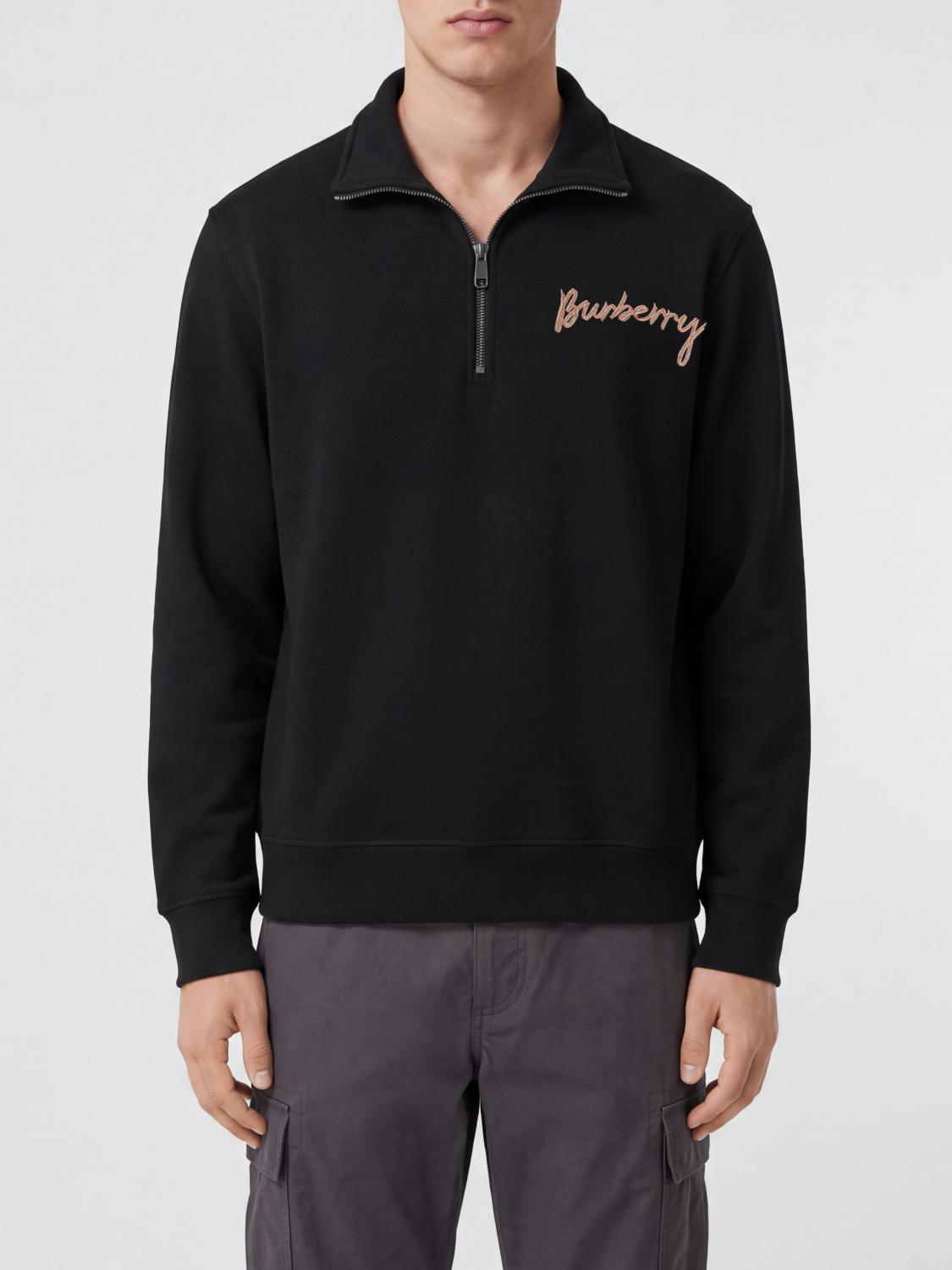 BURBERRY Rollkragenpullover aus Baumwolle mit Reißverschluss und Kontrastlogo