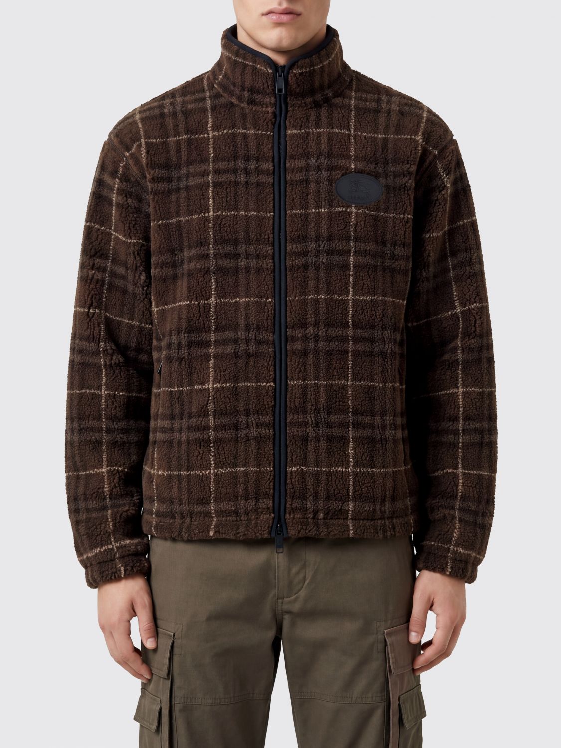 BURBERRY Jacke mit Reißverschluss, Tartanmuster und Woll-Kaschmir-Mischung