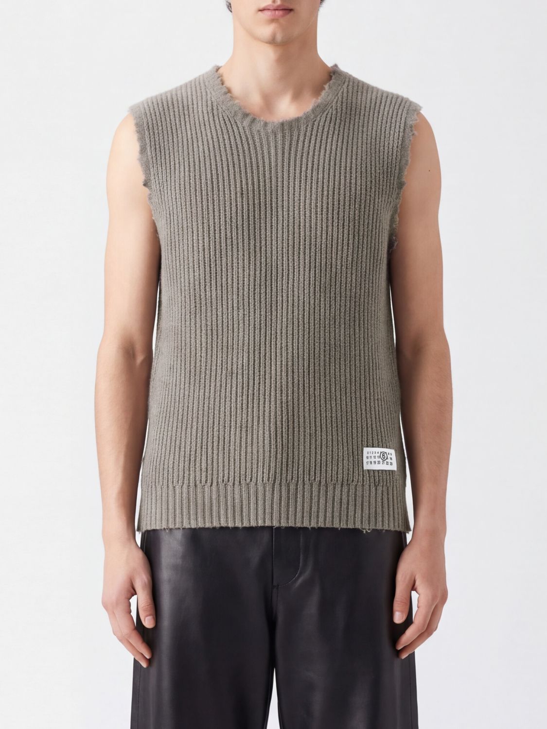 Mm6 Maison Margiela Distressed-Effect Wool-Blend Knitted Vest