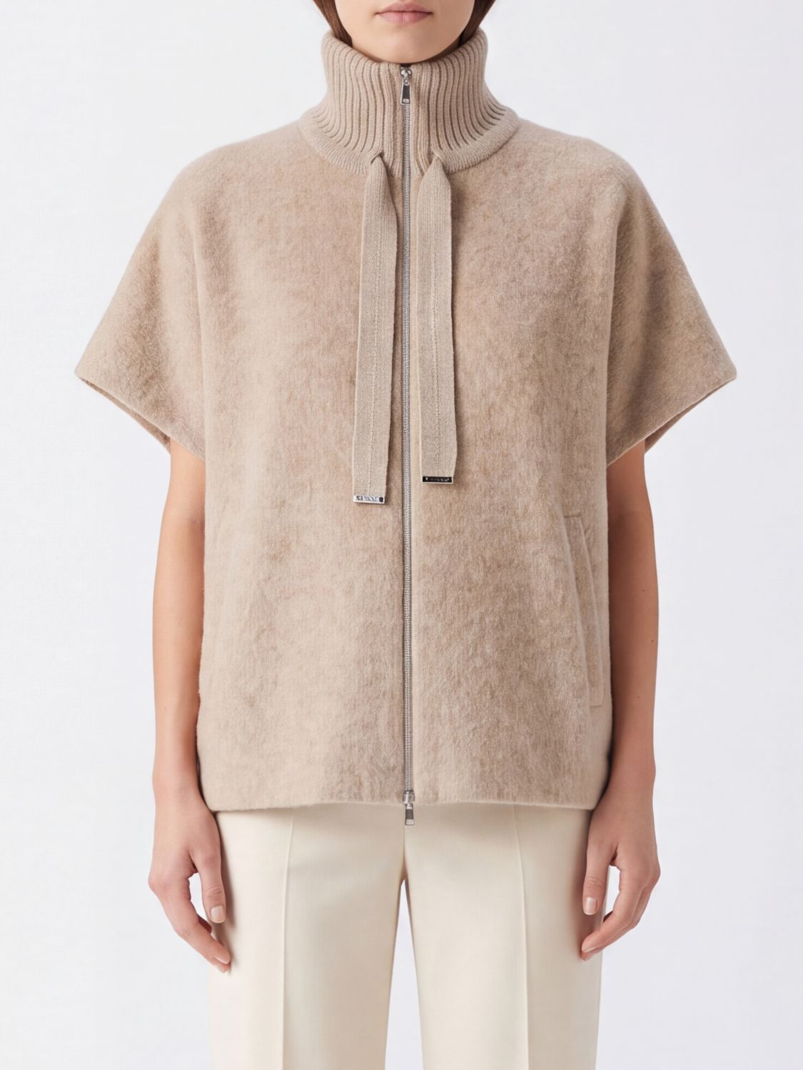 HERNO Wool and Cashmere Blend Cape with Turtleneck Collar