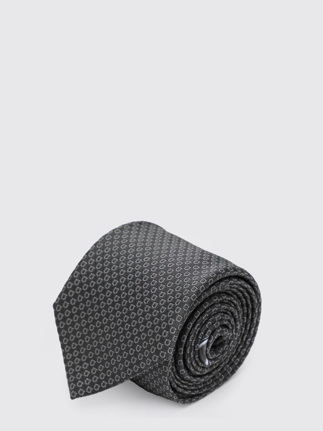 FERRAGAMO Gancini Tie in Pure Silk with Jacquard Monogram Pattern