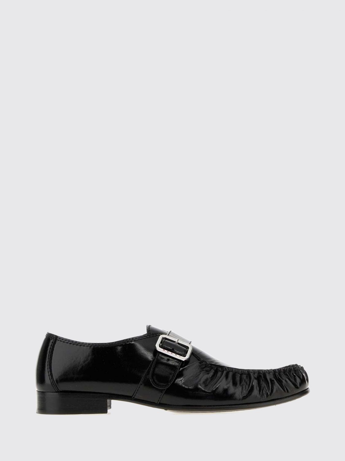 MARNI Smooth Leather Loafers with Ruched Detail and Round Toe