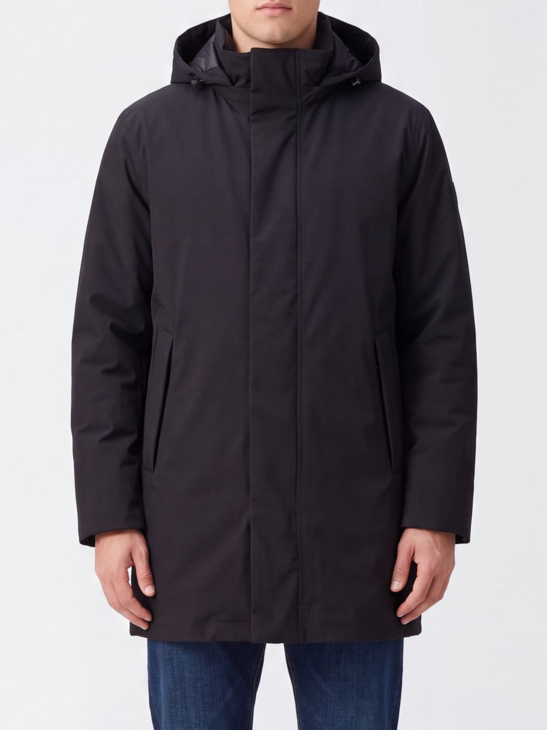 Herno Knee-Length Polyester Parka with Hood and Down Padding