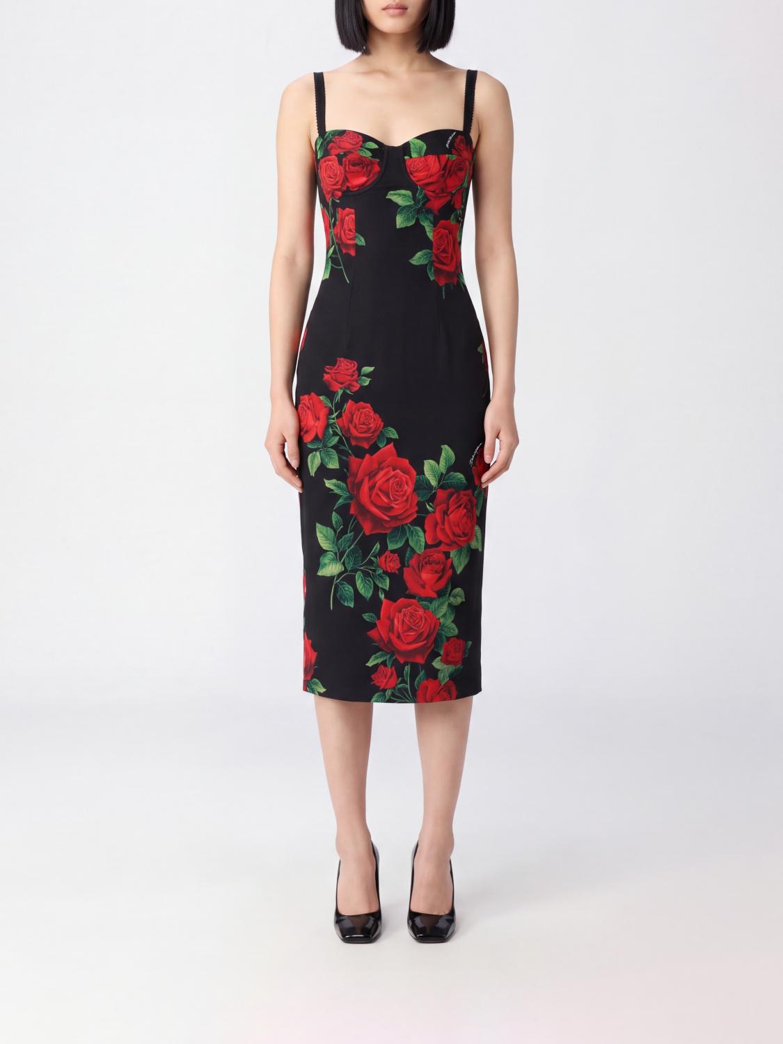 DOLCE & GABBANA Floral-Print Satin Bustier Midi Dress DOLCE & GABBANA Floral-Print Satin Bustier Midi Dress