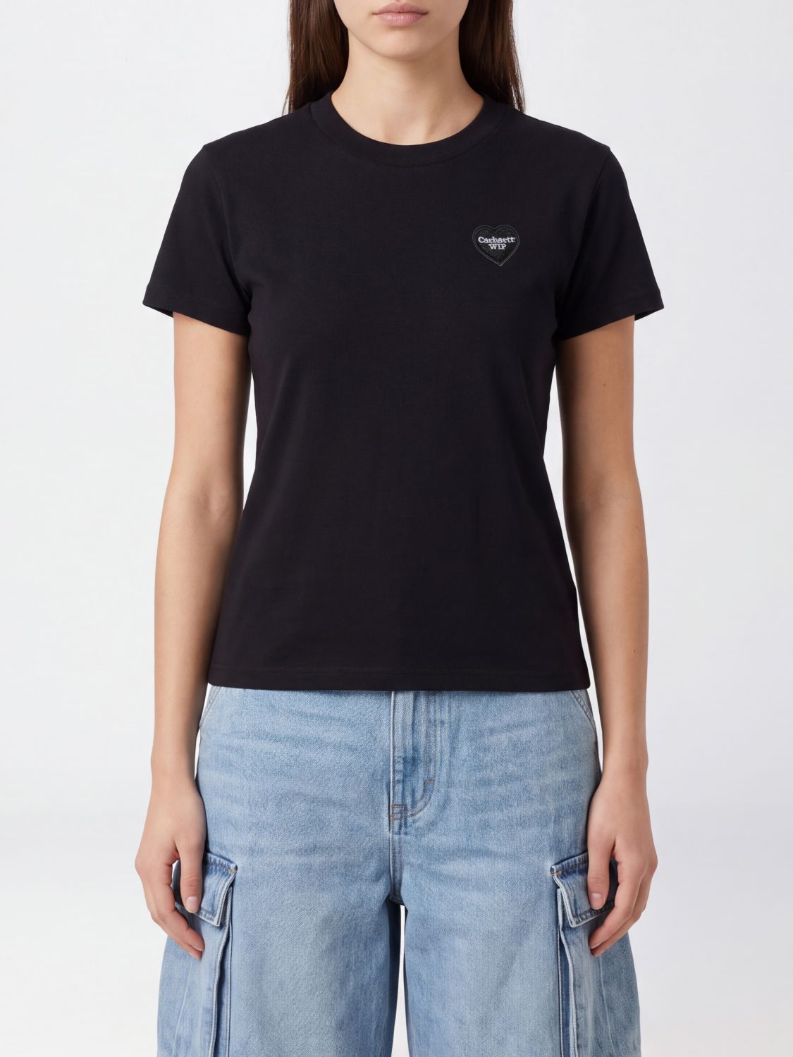 CARHARTT WIP T-shirt slim fit in cotone a girocollo con logo a contrasto