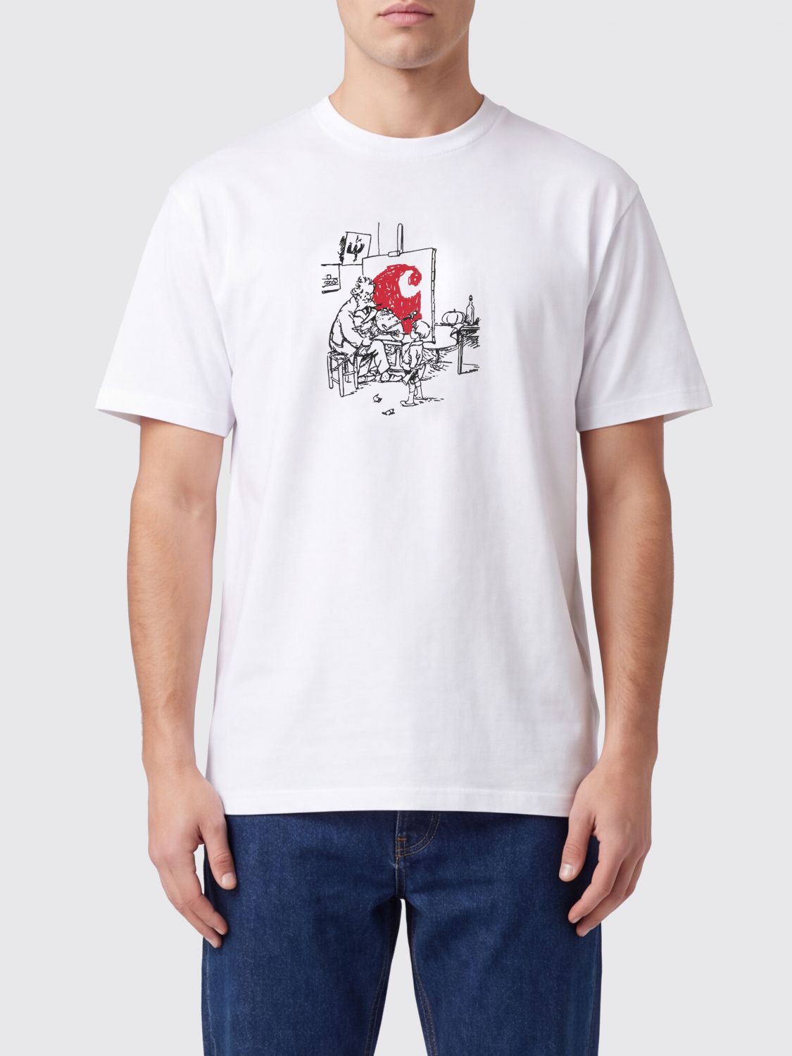 CARHARTT WIP T-shirt in cotone a maniche corte con stampa logo a contrasto