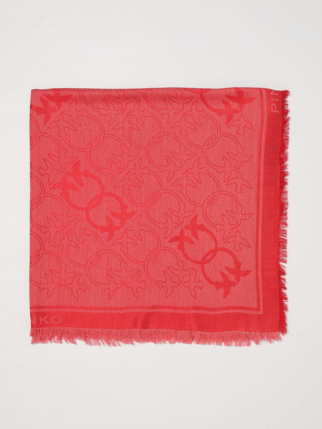 PINKO Sciarpa quadrata in misto viscosa con monogram Love Birds