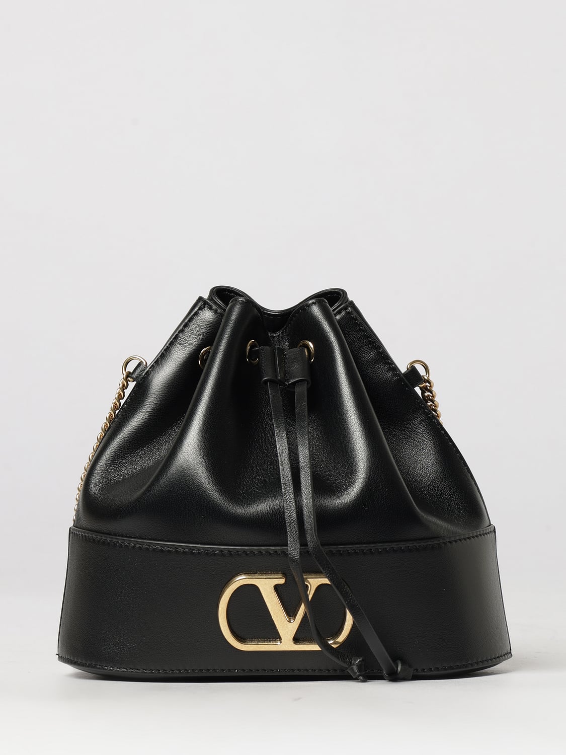 Valentino Garavani VLogo Signature Mini Leather Bucket Bag with Chain Strap