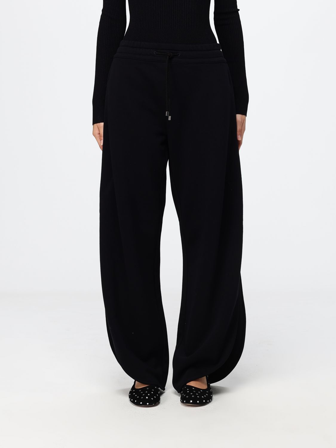 ALAÏA Wide Leg Cotton Jogging Trousers with Elasticated Waistband