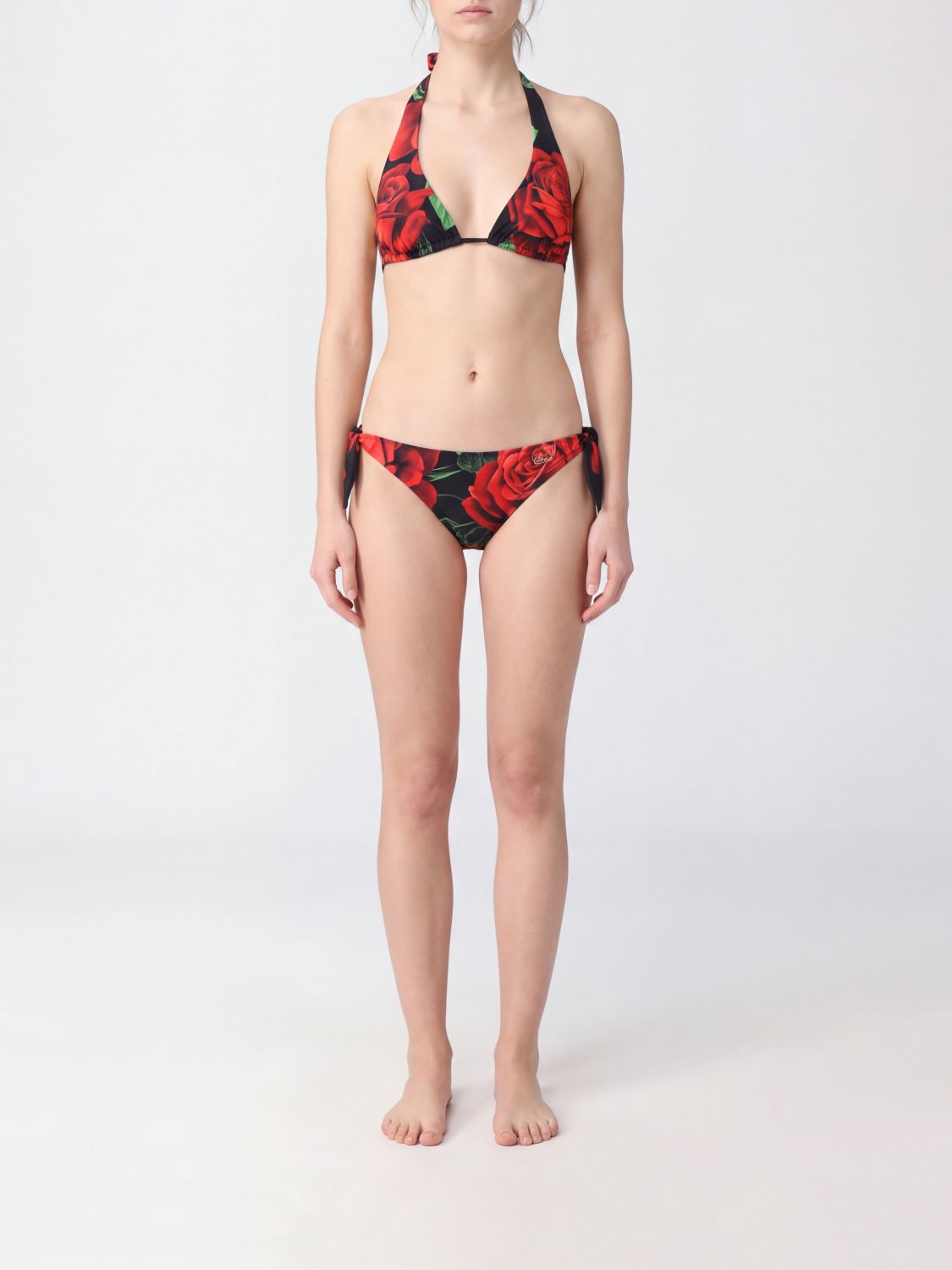 DOLCE & GABBANA Floral Print Triangle Bikini with Halterneck