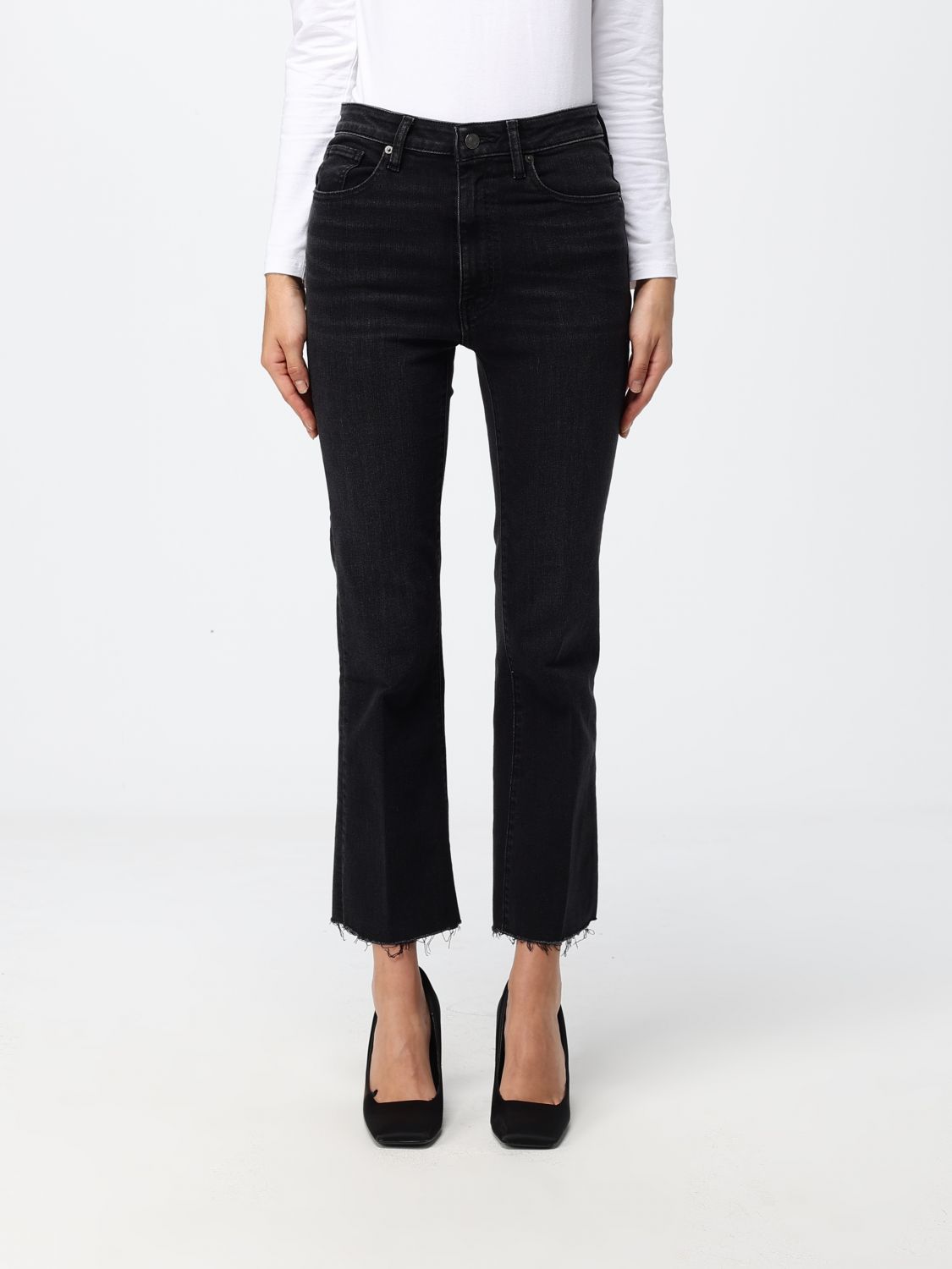 Frame Jeans Woman Color Grey In Black