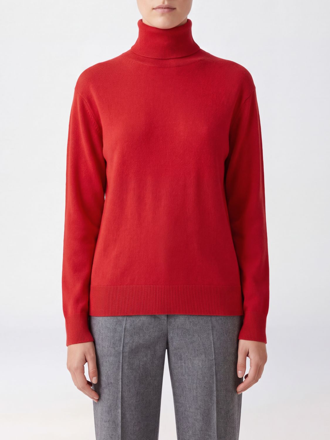 P. A.R. O.S. H. Dolcevita in puro cashmere a maniche lunghe con finiture a coste