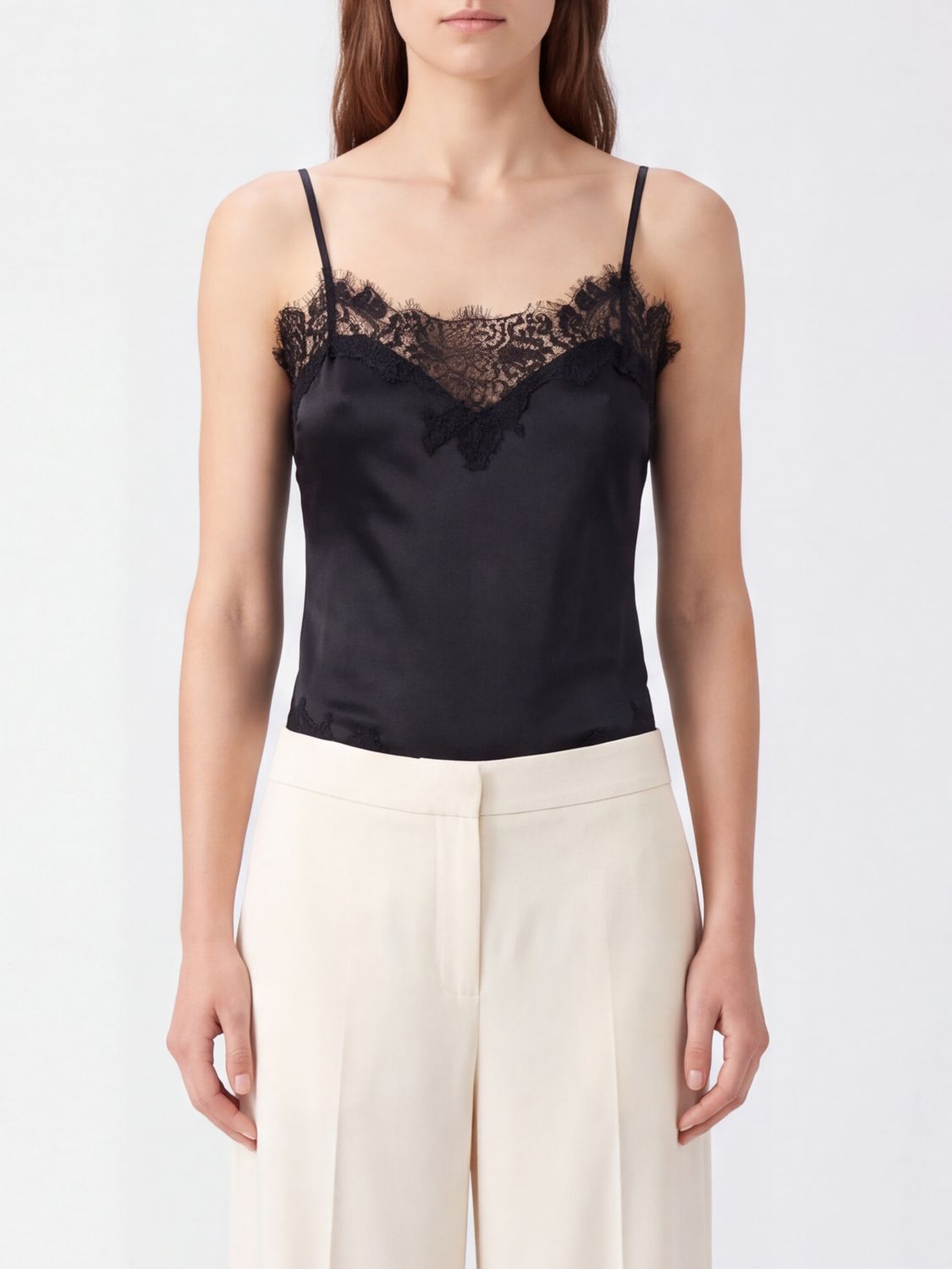 GOLD HAWK V-Neck Slim Fit Jersey Bodysuit with Lace Inserts GOLD HAWK V-Neck Slim Fit Jersey Bodysuit with Lace Inserts