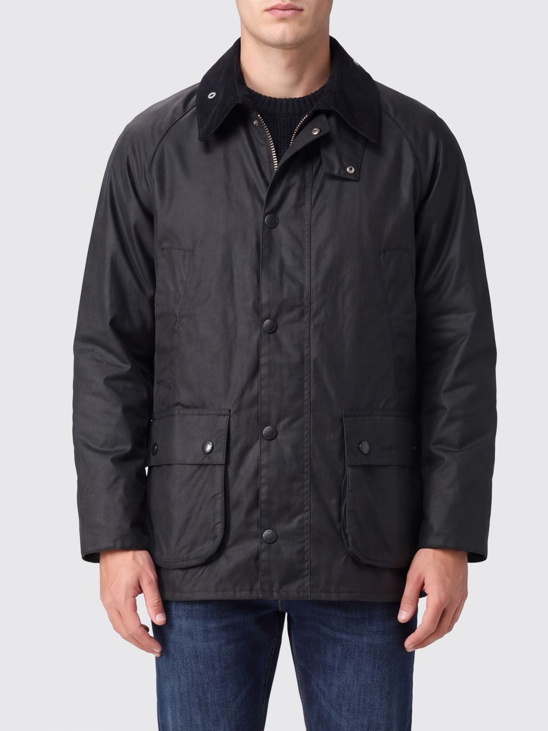 BARBOUR Giacca OS Bedale in cotone cerato con colletto in velluto
