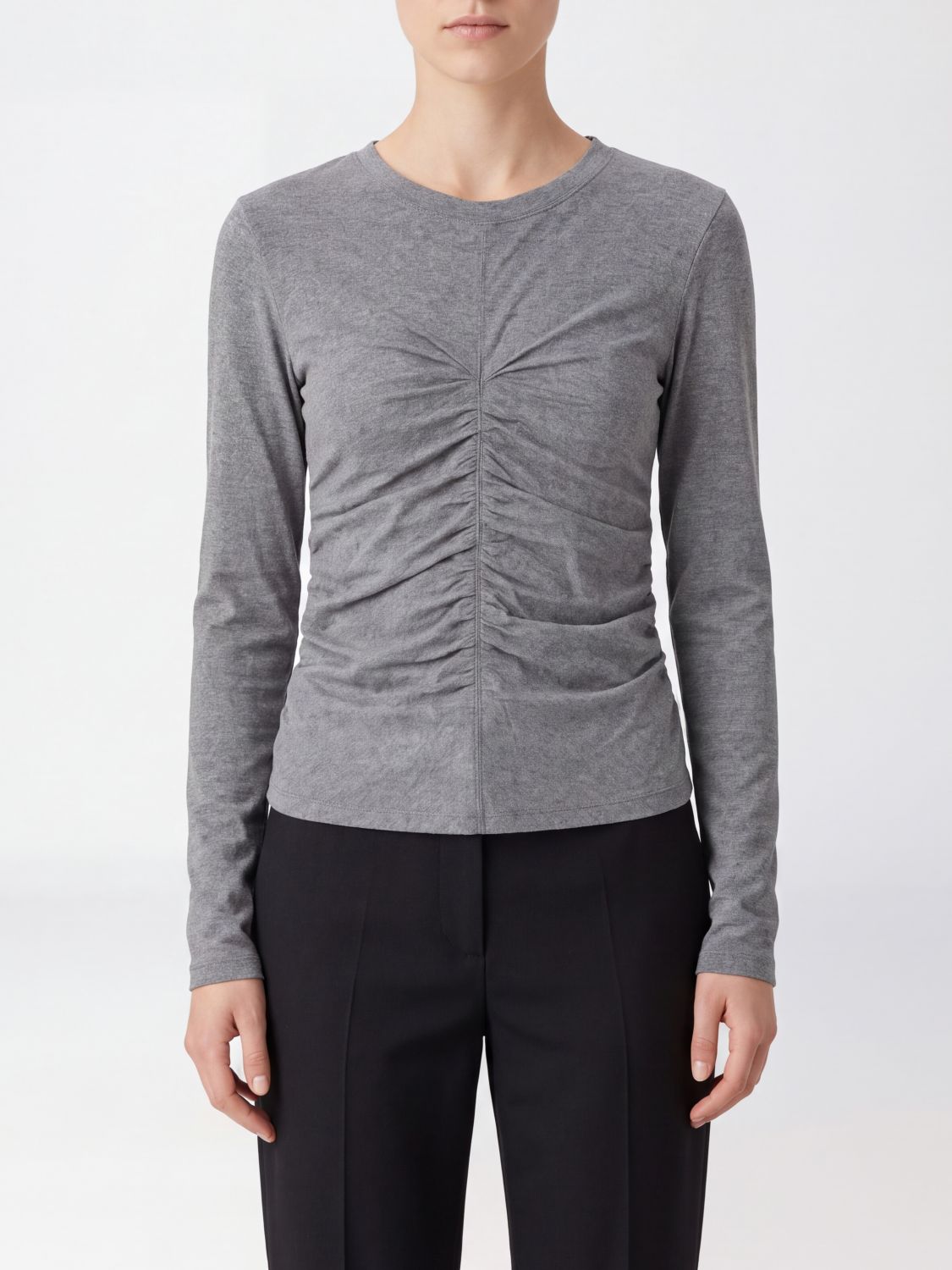 ISABEL MARANT ETOILE Slim Fit Wool Blend Top with Ruched Waist