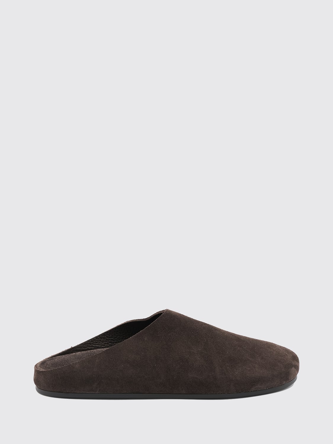 THE ROW Hudson Suede Low-Heel Mules with Round Toe