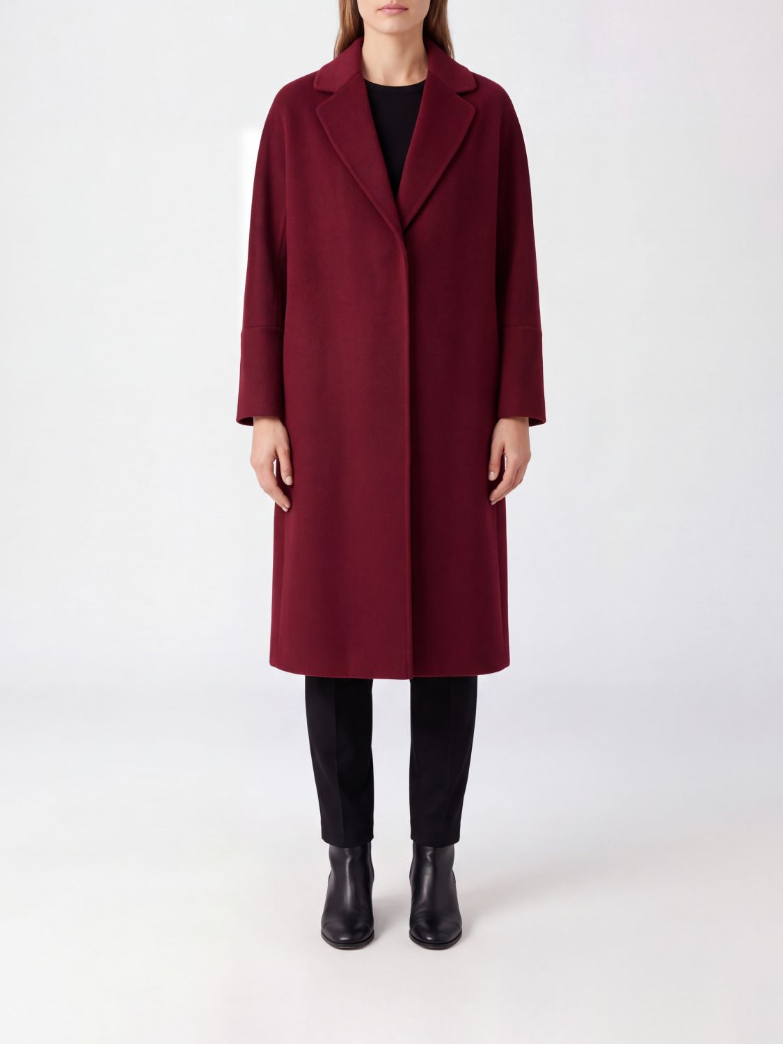 'S Max Mara Cappotto a vestaglia in pura lana vergine con cintura in vita
