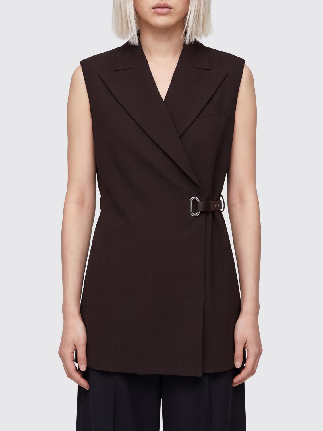 Sportmax Tailored Viscose Waistcoat with Side Closure and Adjustable Ties
