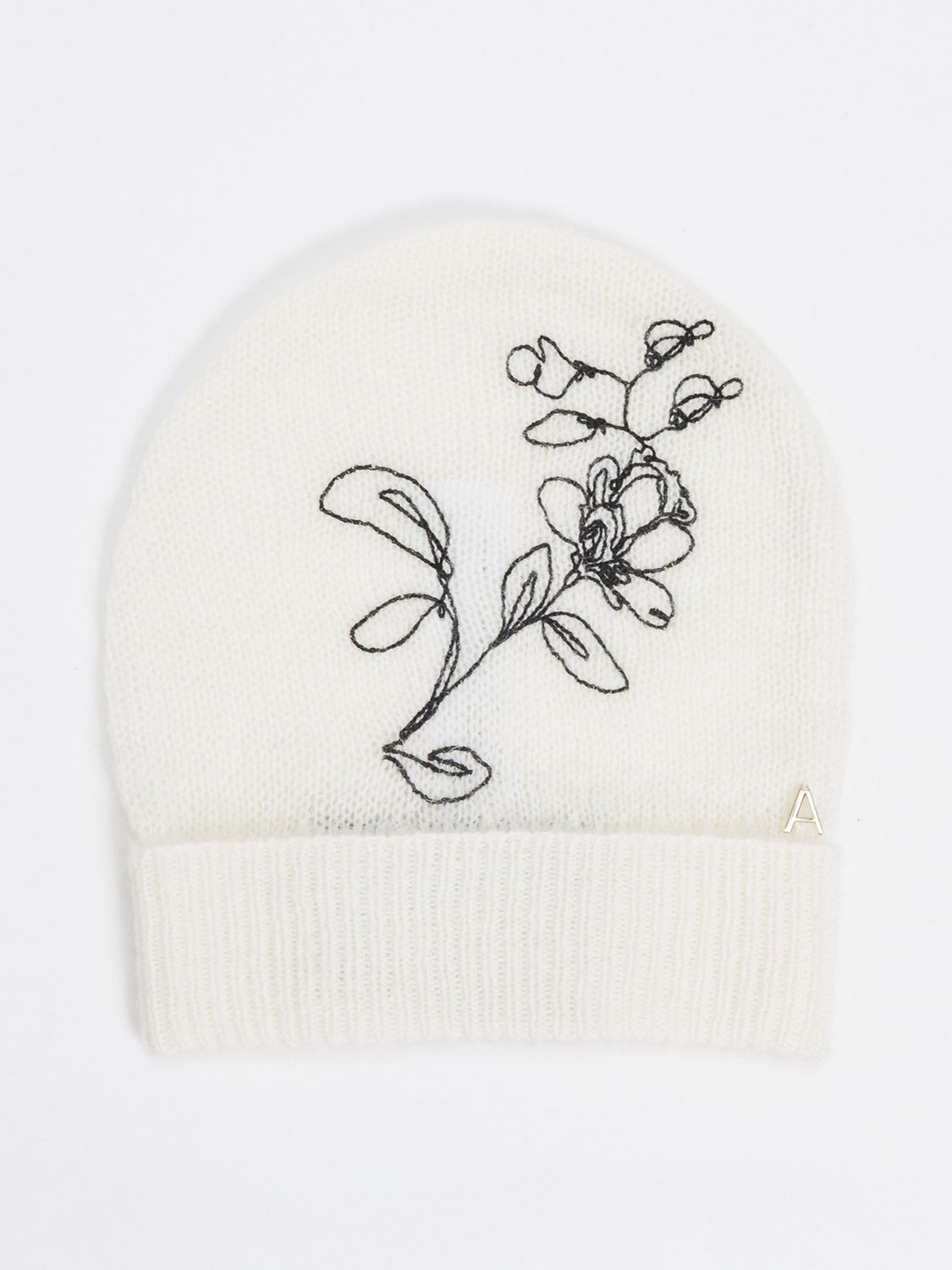 Actitude Twinset Floral Pattern Wool Blend Beanie Hat with Cuff