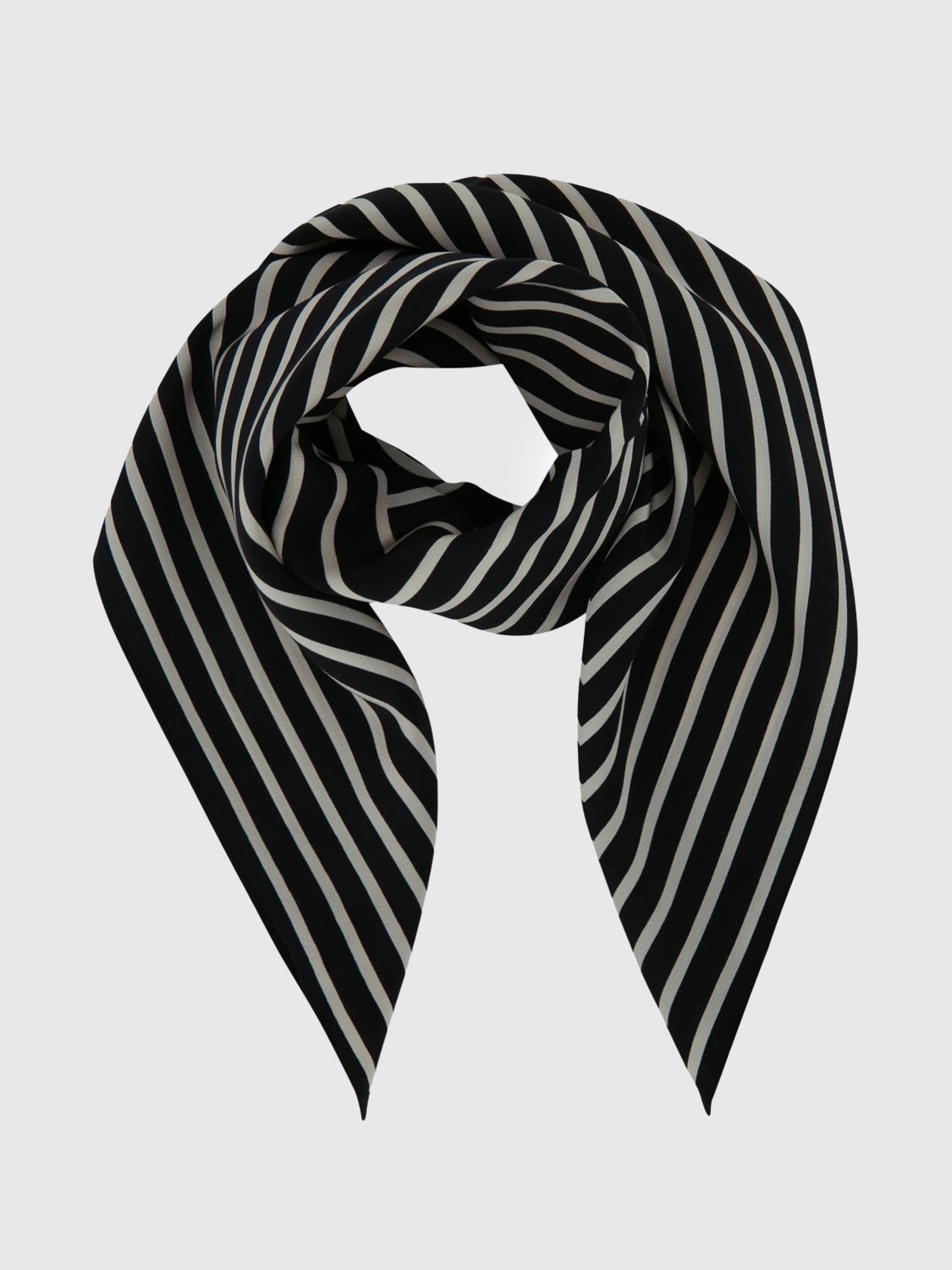 TOTEME Striped Silk Square Foulard with Printed Logo