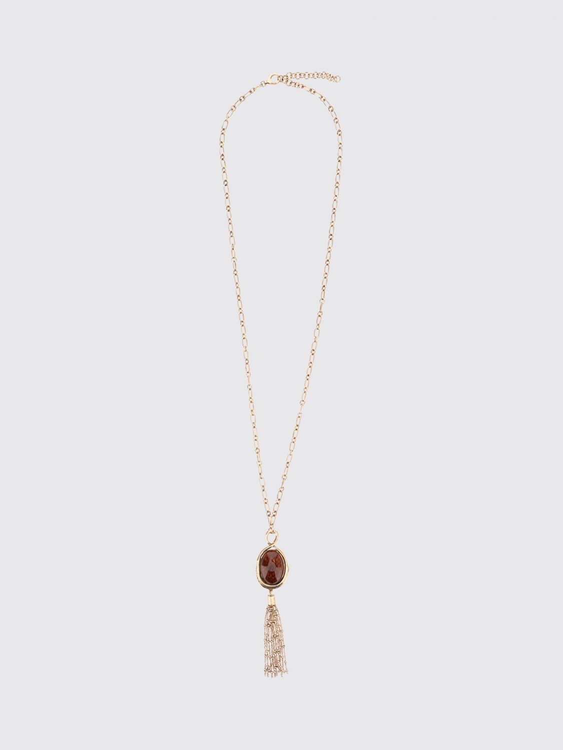 Twinset Collana regolabile in metallo con charm e nappe a rete metallica