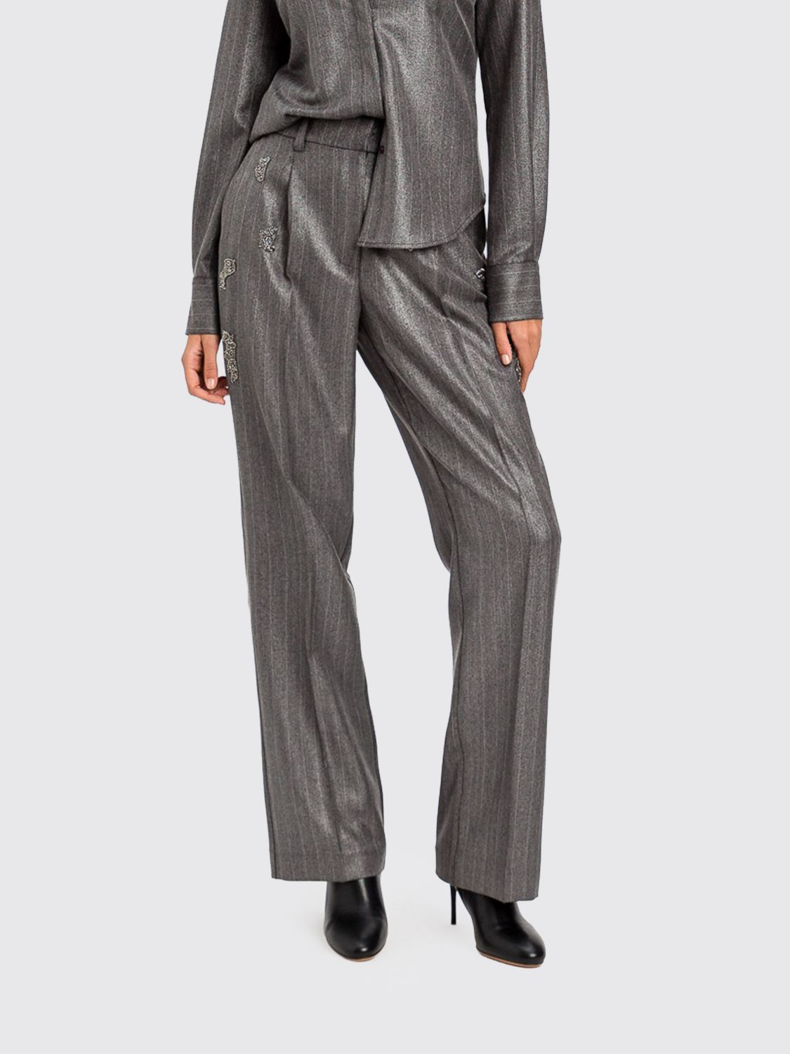 Actitude Twinset Pants Woman Color Charcoal In Black
