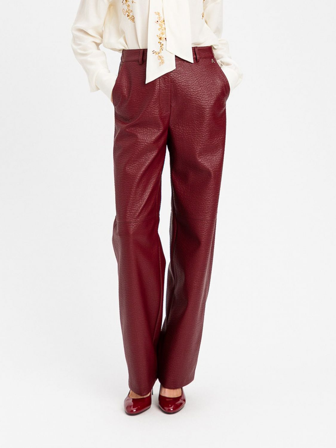 Actitude Twinset Pants Woman Color Burgundy In Animal Print