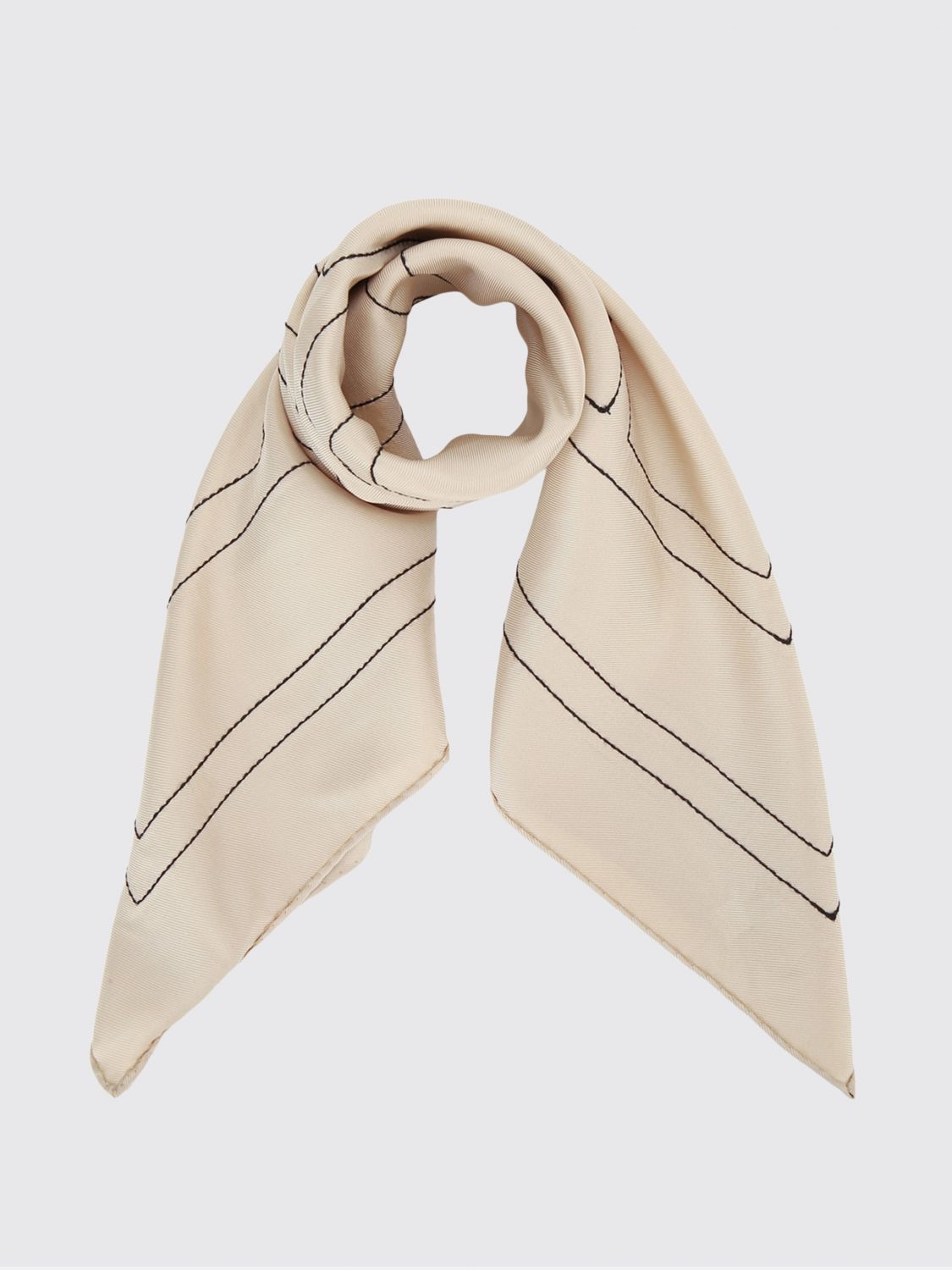 Toteme Square Silk Foulard with Embroidered Monogram
