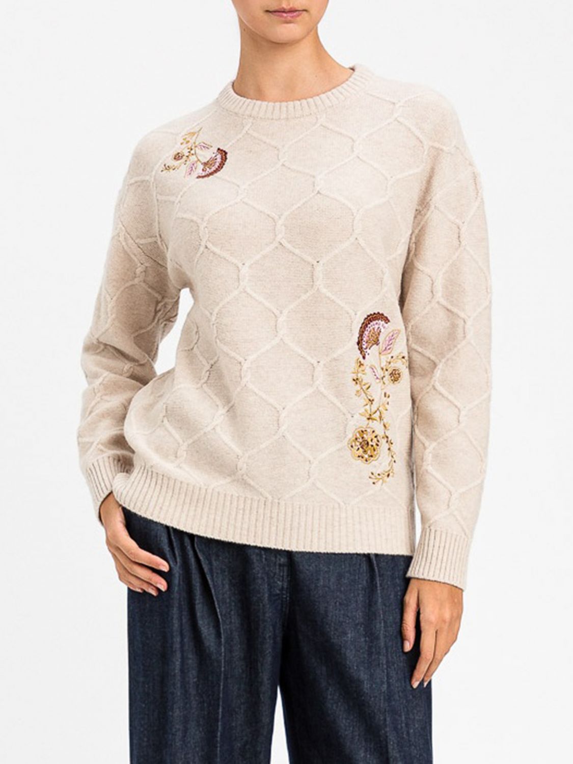 Actitude Twinset Sweater Woman Color Beige In Animal Print