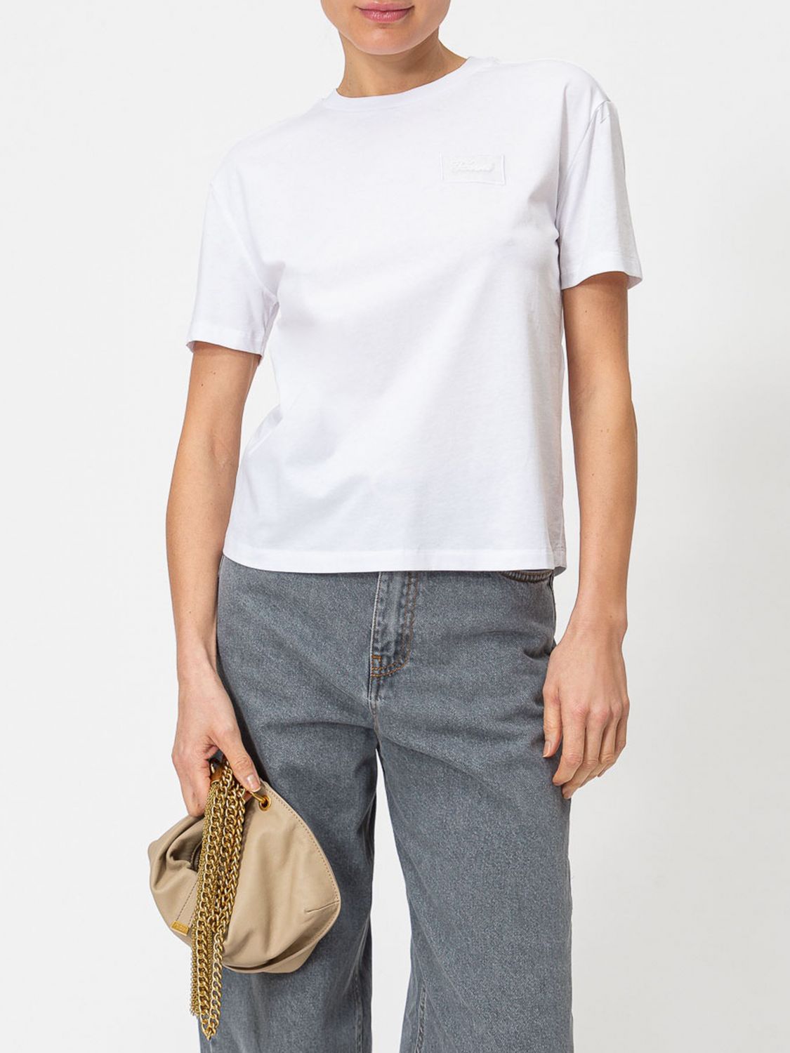 Twinset T-shirt girocollo in puro cotone a maniche corte dal taglio basic