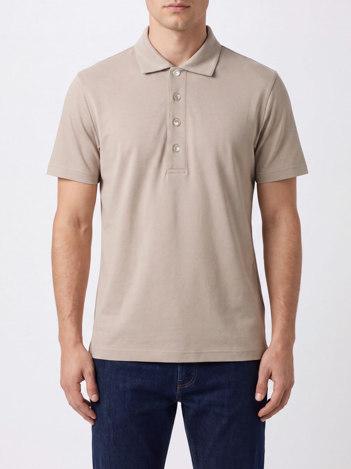 Eleventy Short-Sleeved Cotton Polo Shirt with Ribbed Collar and Placket