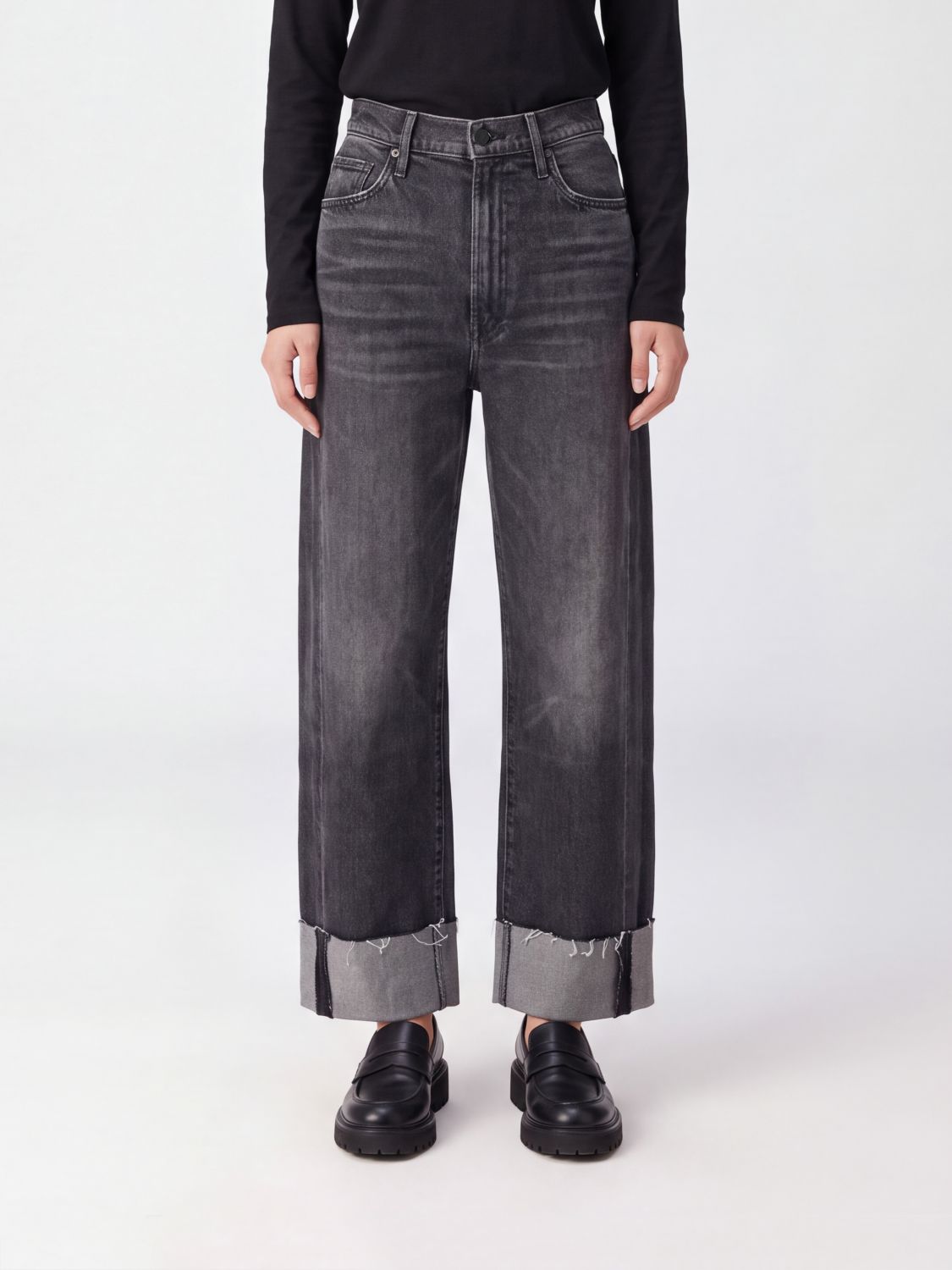 MOTHER The Half Pipe Baggy-Jeans aus schwarzem Baumwolldenim mit hoher Taille