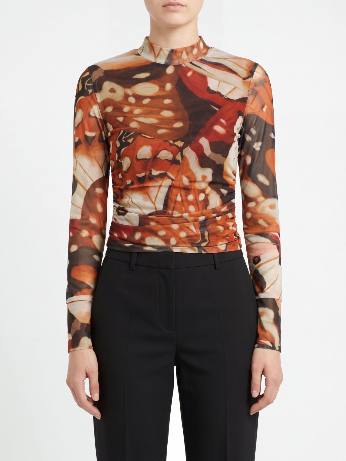 FARM RIO Abstract-Print Long-Sleeved Jersey Polo Neck Top FARM RIO Abstract-Print Long-Sleeved Jersey Polo Neck Top
