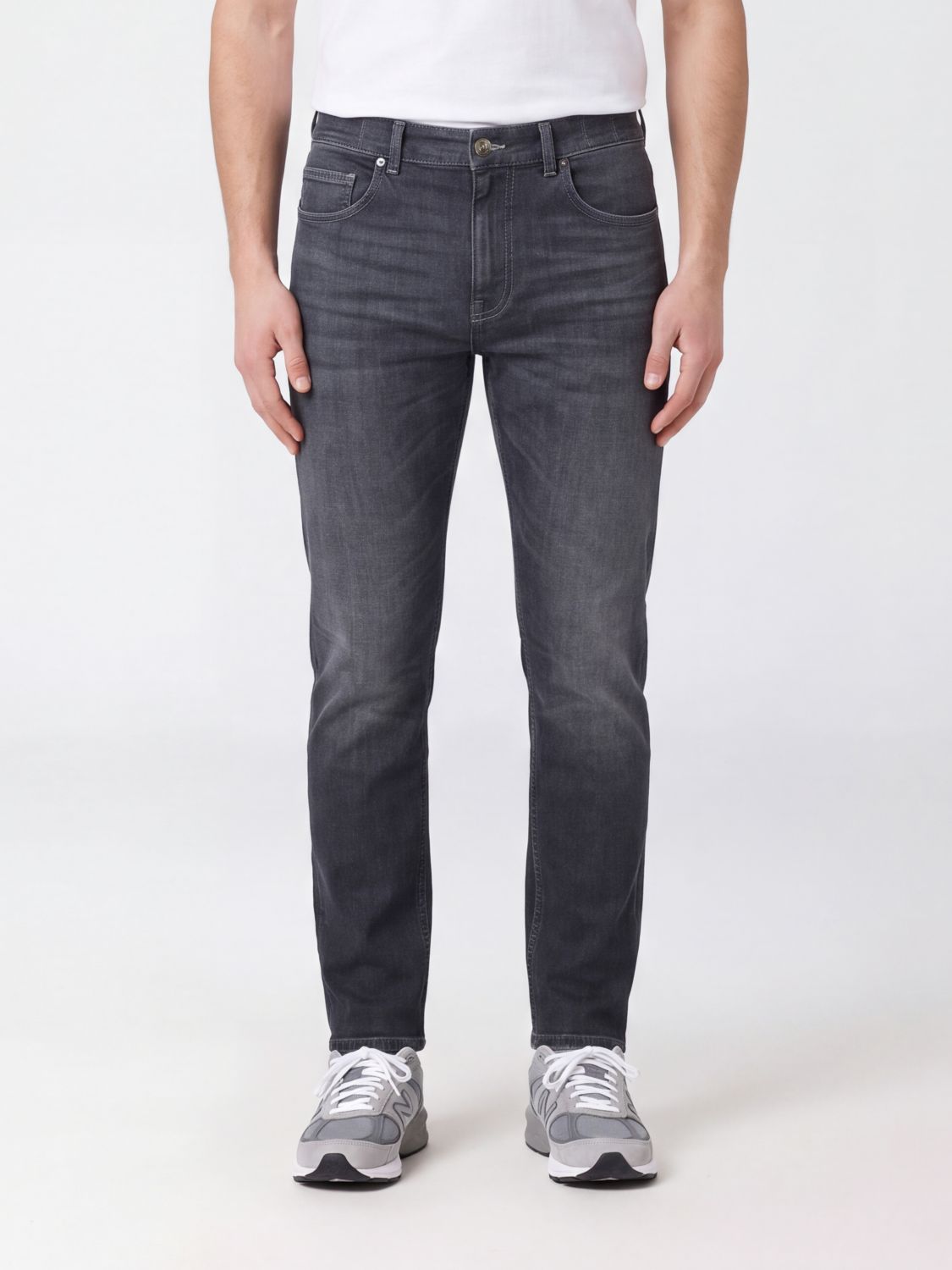 Eleventy Slim Fit Five-Pocket Grey Cotton Denim Jeans