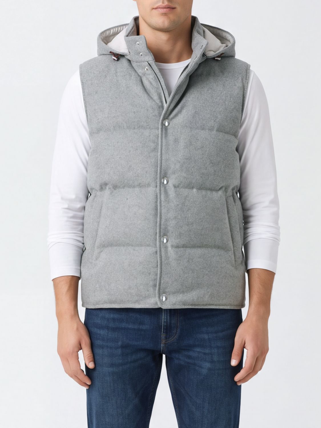 Eleventy Quilted Cashmere Vest with Removable Hood