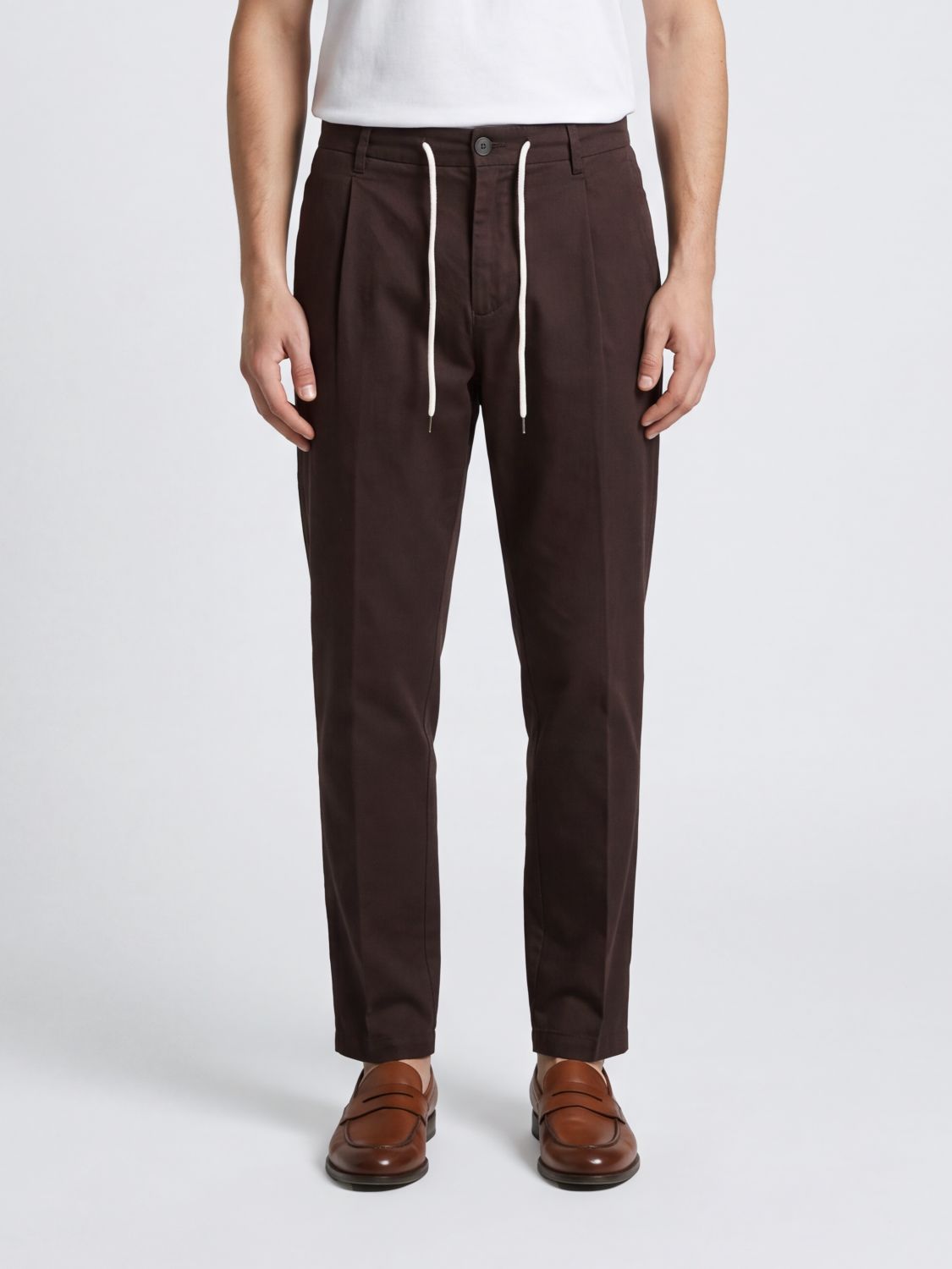 ELEVENTY Slim-Fit Stretch-Cotton Drawstring Trousers