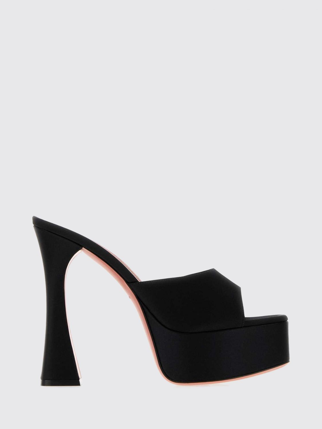 AMINA MUADDI Dalida Satin Platform Mules with Spool Heel