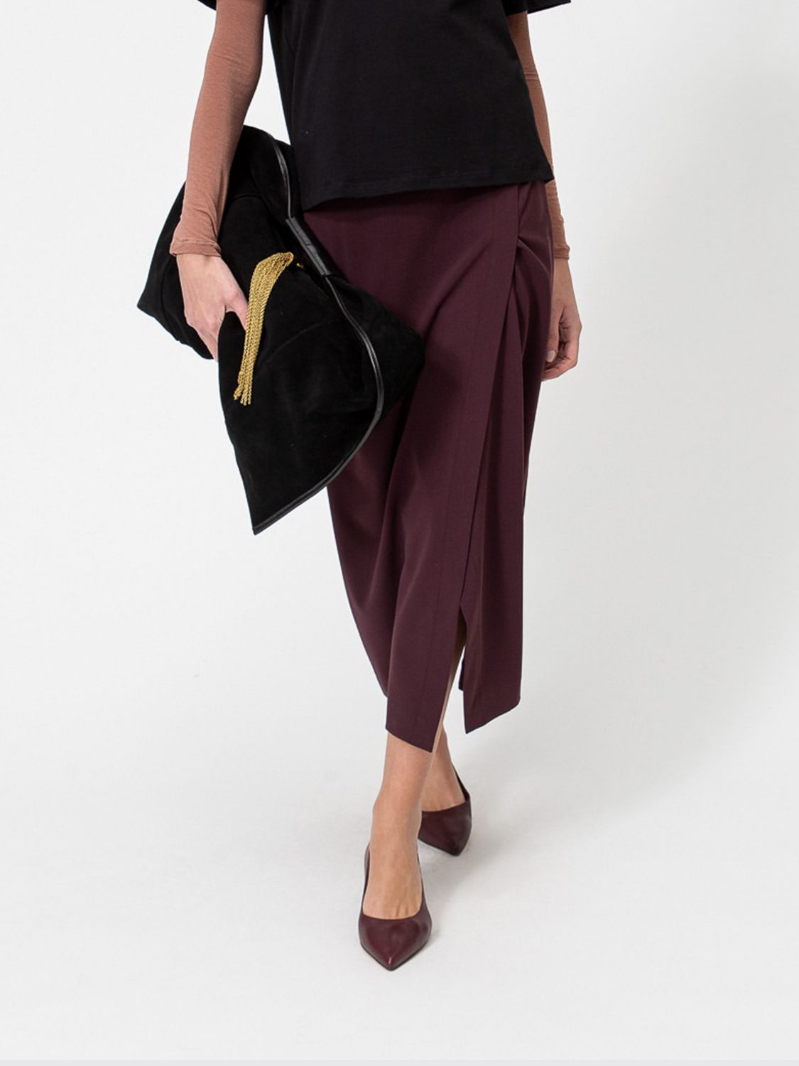 Twinset Crêpe Wrap Midi Skirt with Side Slit