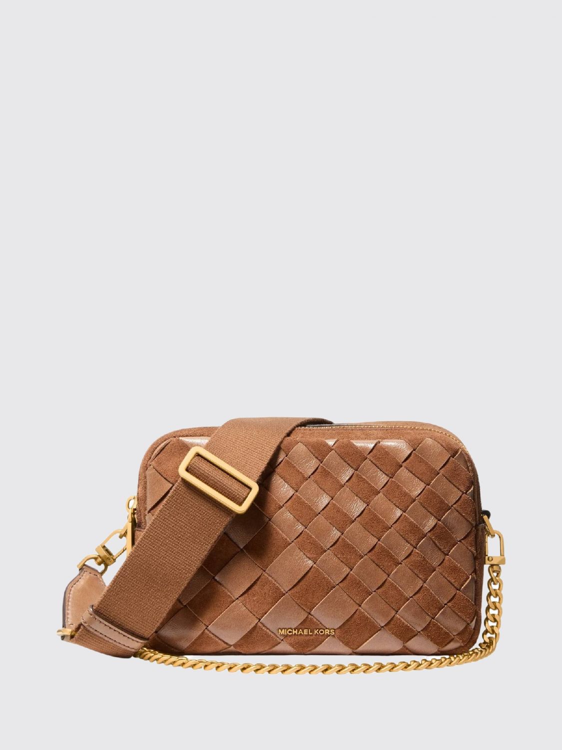 Michael Kors Mini camera bag Bryant in pelle scamosciata intrecciata