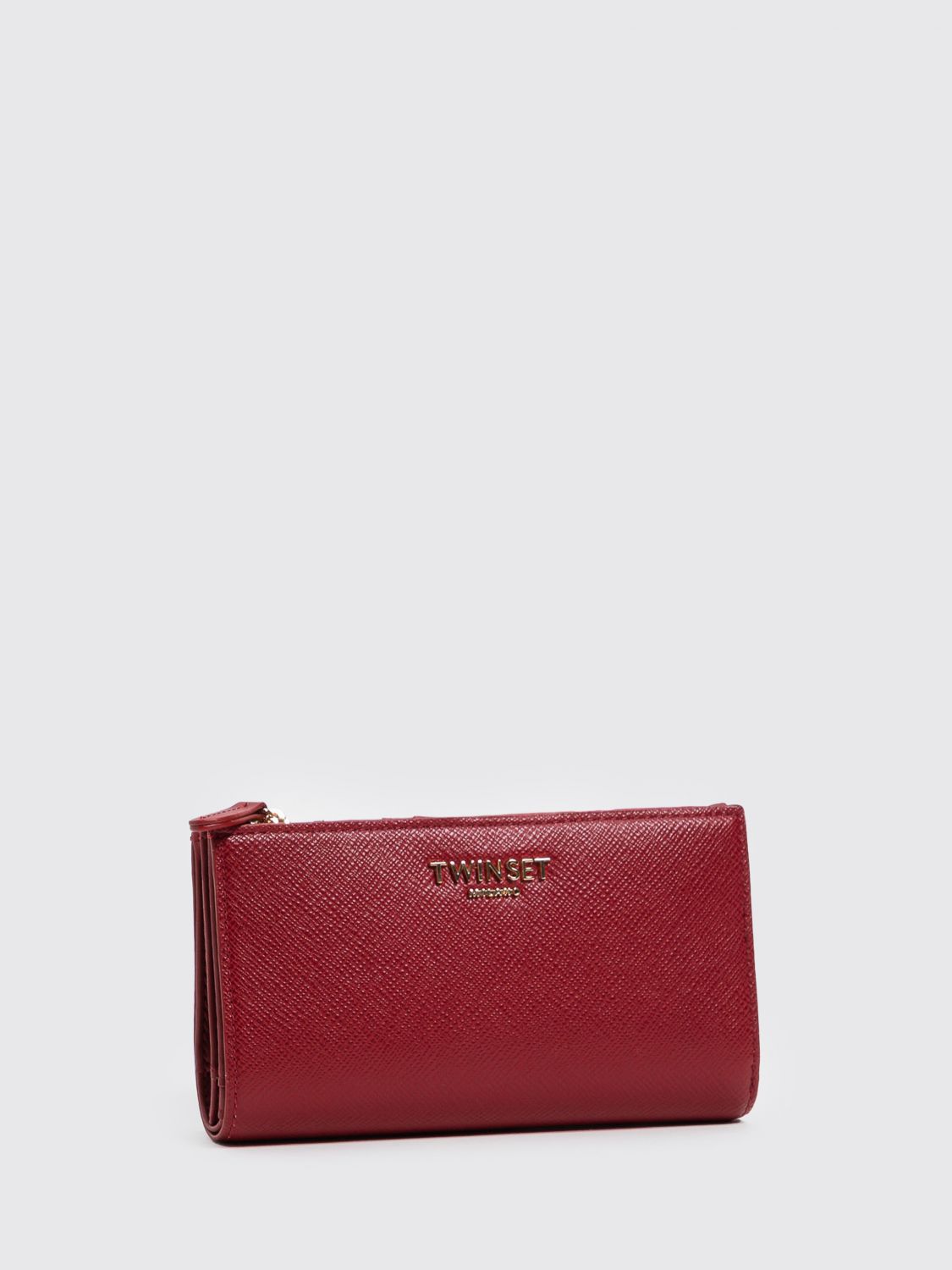 Twinset Portafoglio in pelle sintetica Saffiano con logo metallico