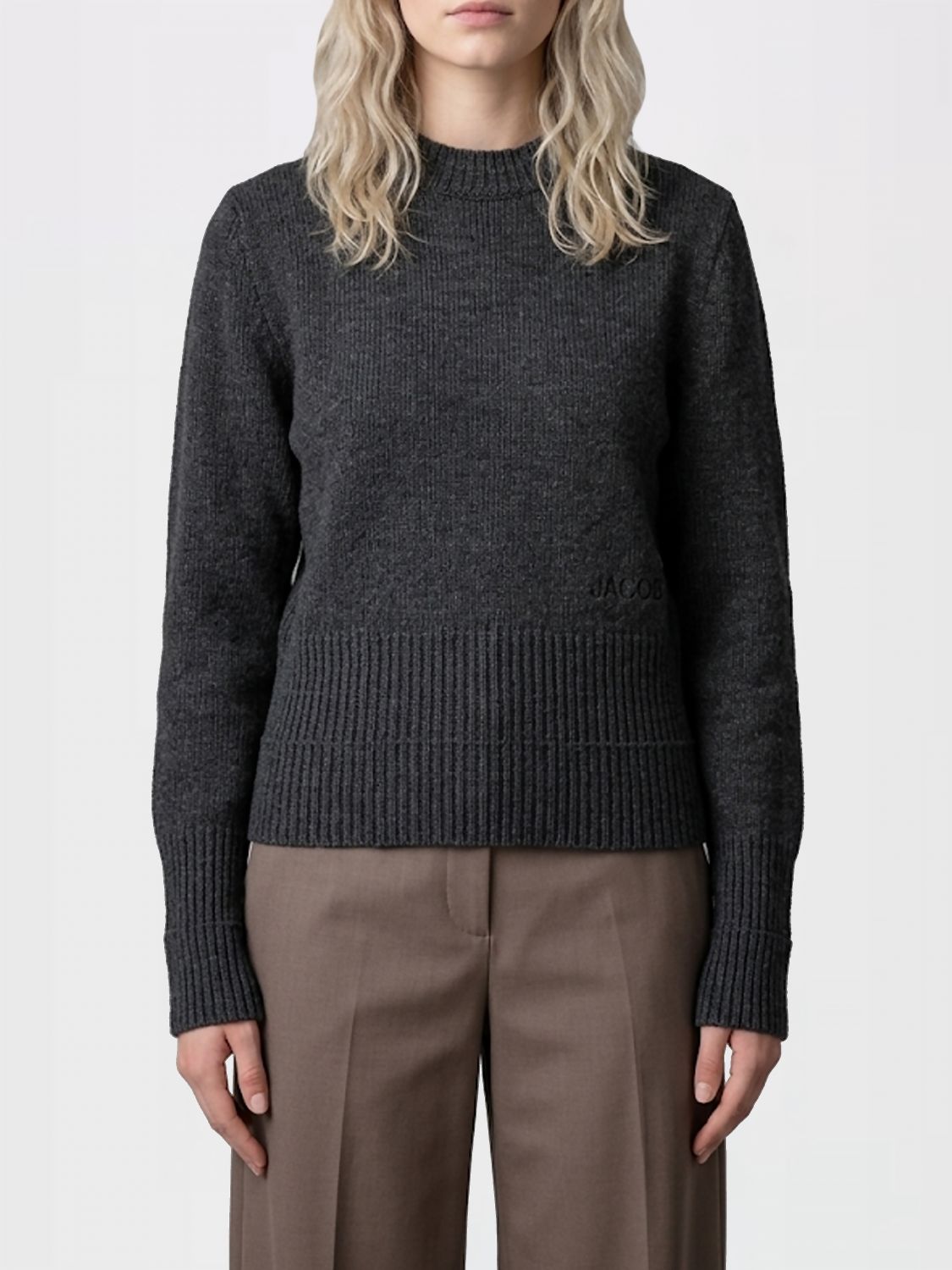 MM6 MAISON MARGIELA Maglia girocollo in misto lana con bordi a costine