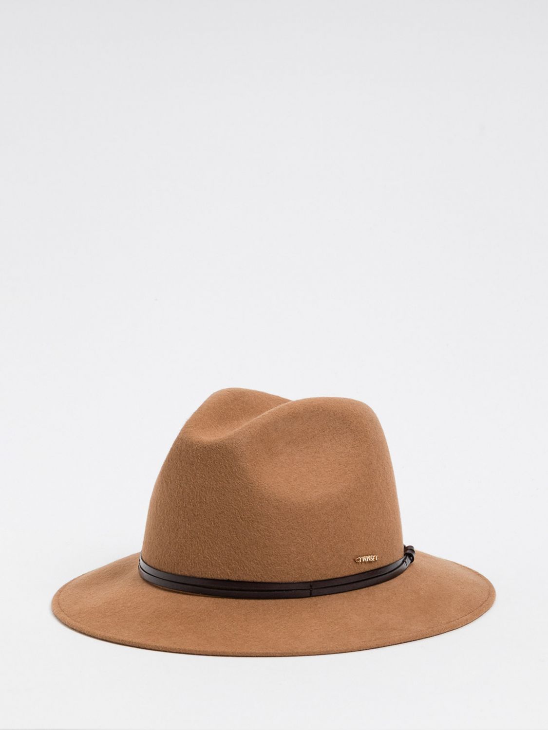 Twinset Cappello Panama in lana con tesa larga e profili a contrasto