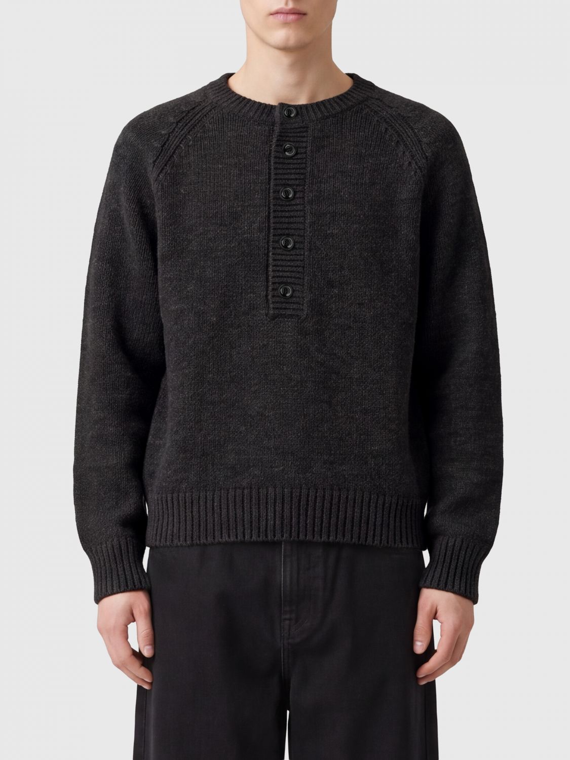 Our Legacy Crewneck Jumper in Pure Merino Wool with Button Details
