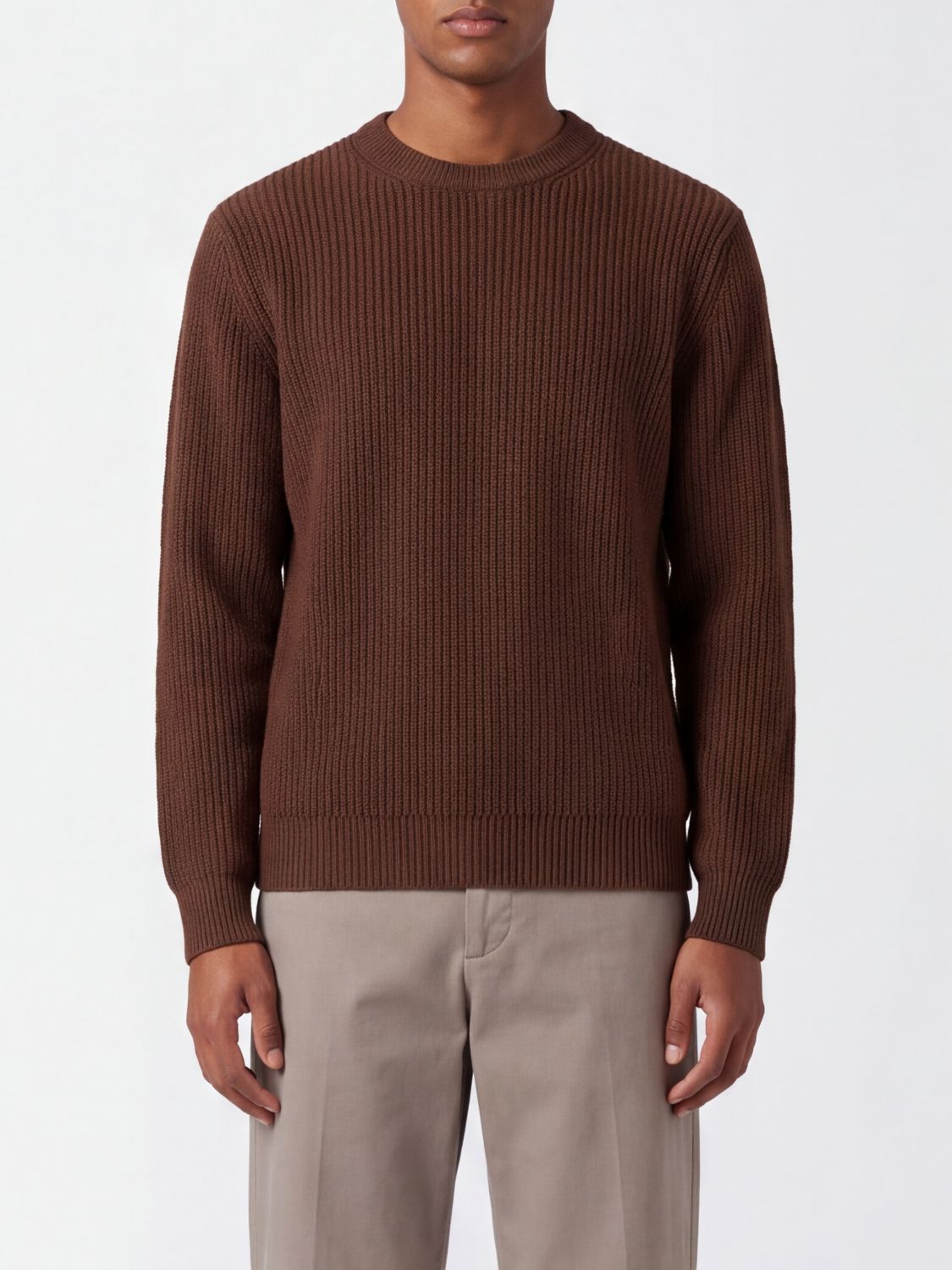 Canali Camel Wool and Cashmere Blend Crewneck Jumper