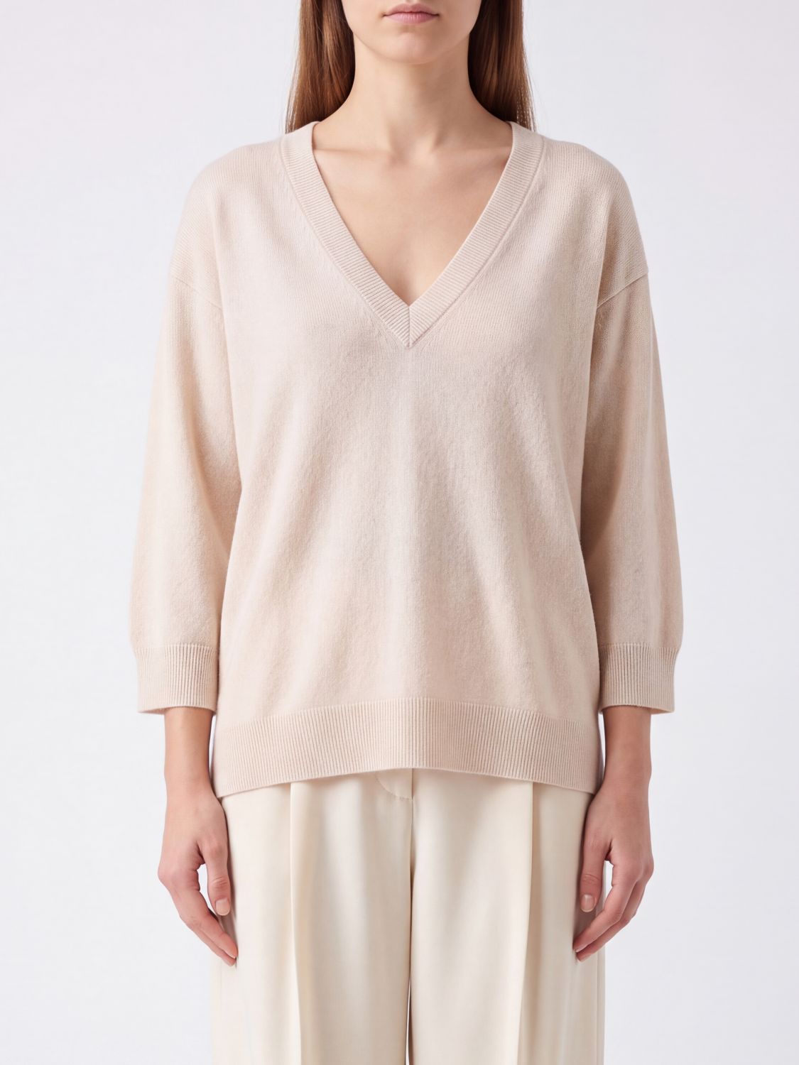 EXTREME CASHMERE Langarmpullover mit V-Ausschnitt aus 100% Kaschmir