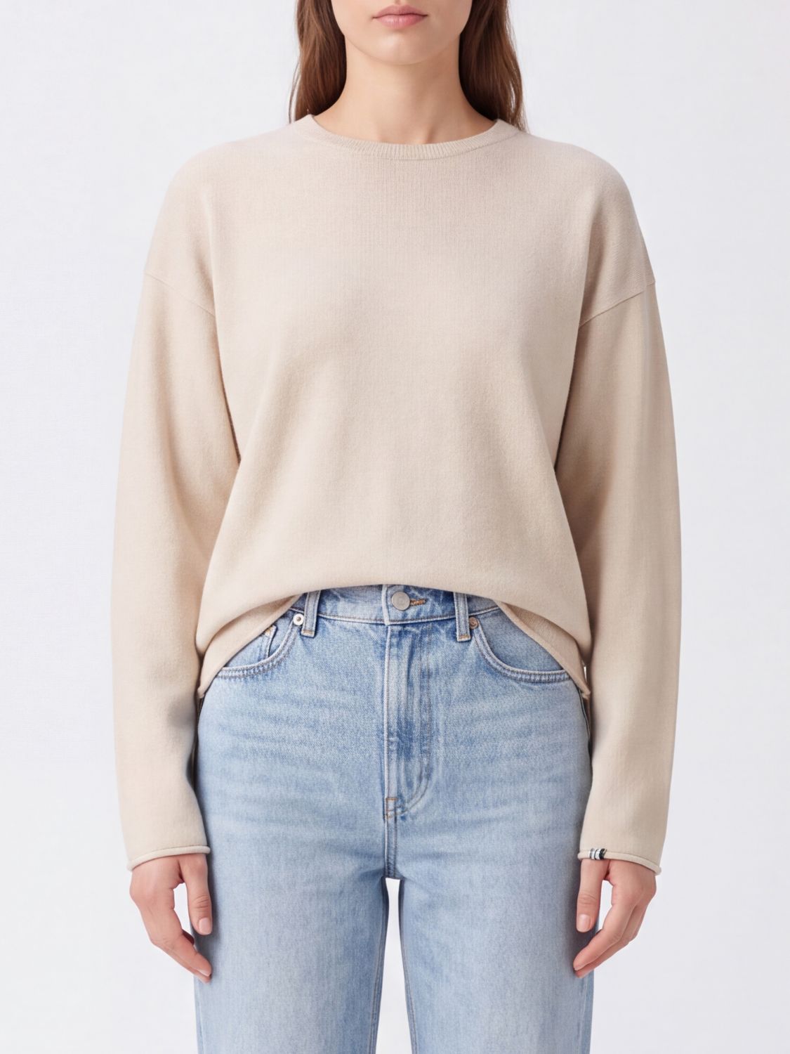 EXTREME CASHMERE Langarmpullover mit Rundhalsausschnitt aus Kaschmirmischung