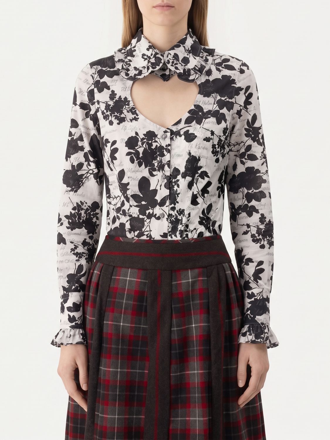 Vivienne Westwood Toulouse Frill Floral Cotton Shirt with Ruffles
