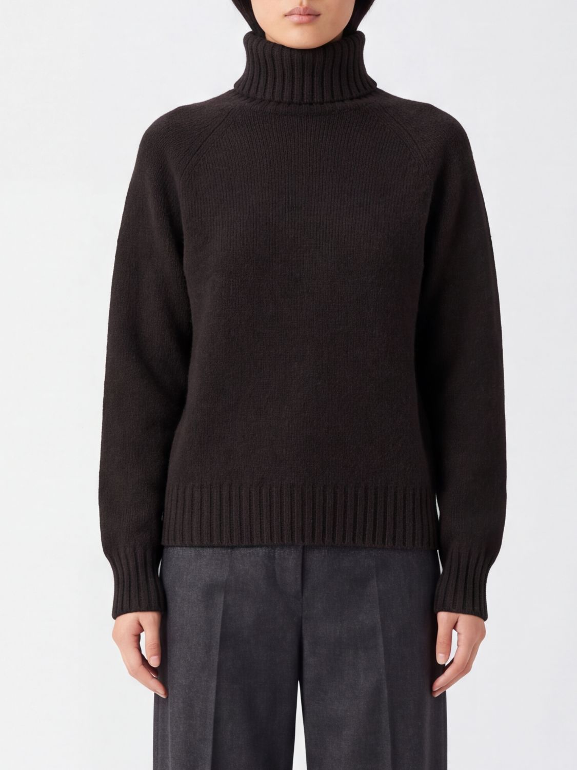 Drumohr Lambswool Turtleneck Jumper with Dropped Shoulders